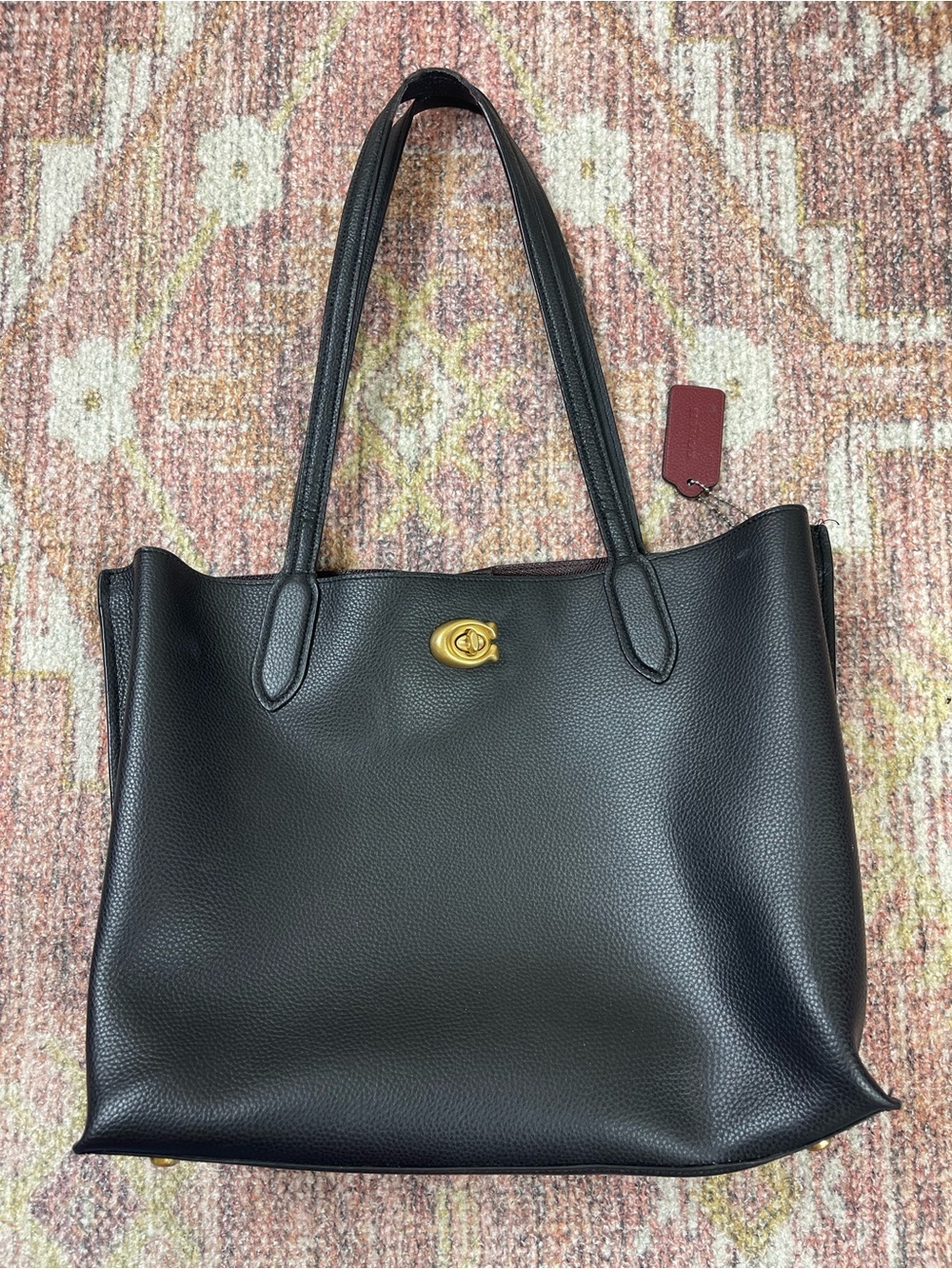 Coach Polished Pebble Leather Willow Tote Bag Black